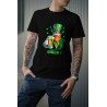 t-shirt noir 100% coton pour homme imprimé d'un leprechaun saint patrick