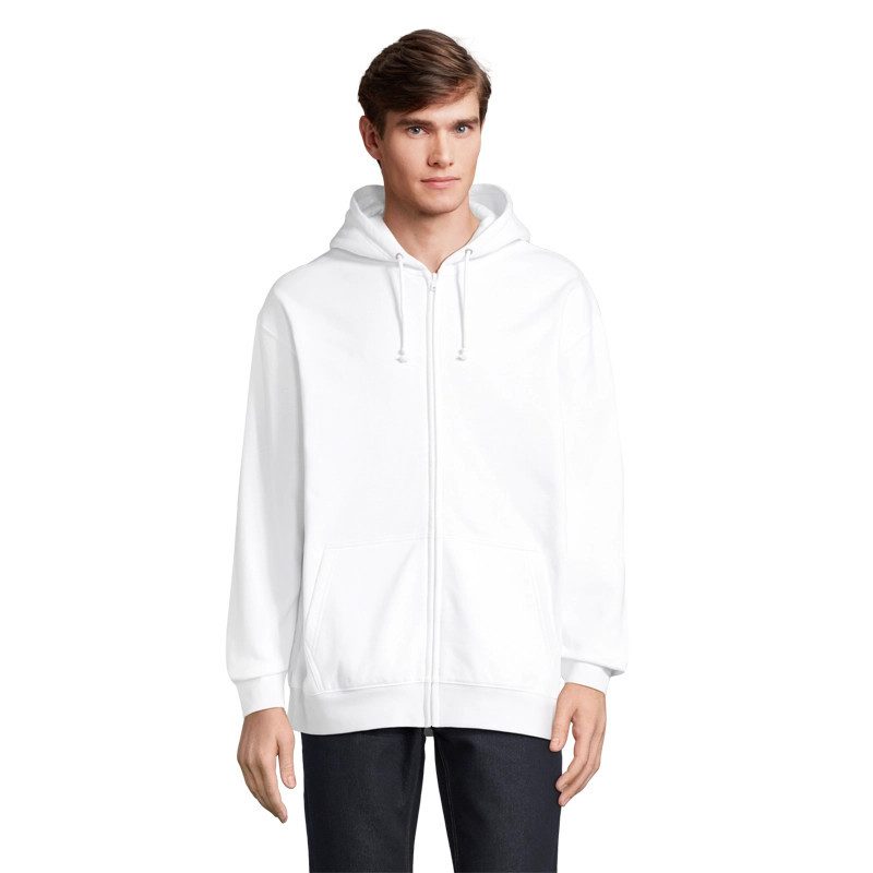Sweat zippé à capuche Carter unisexe personnalisable blanc Sweat zippé à capuche Carter unisexe personnalisable blanc