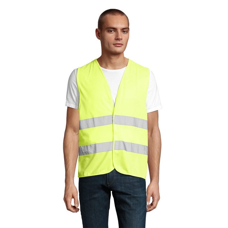 Gilet de sécurité unisexe jaune fluo face Gilet de sécurité unisexe jaune fluo face