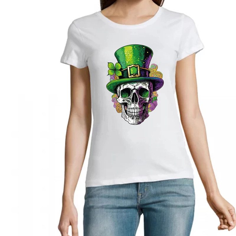 Tee-shirt tête de mort Saint Patrick pour femme | Atypics Tee-shirt tête de mort Saint Patrick pour femme | Atypics