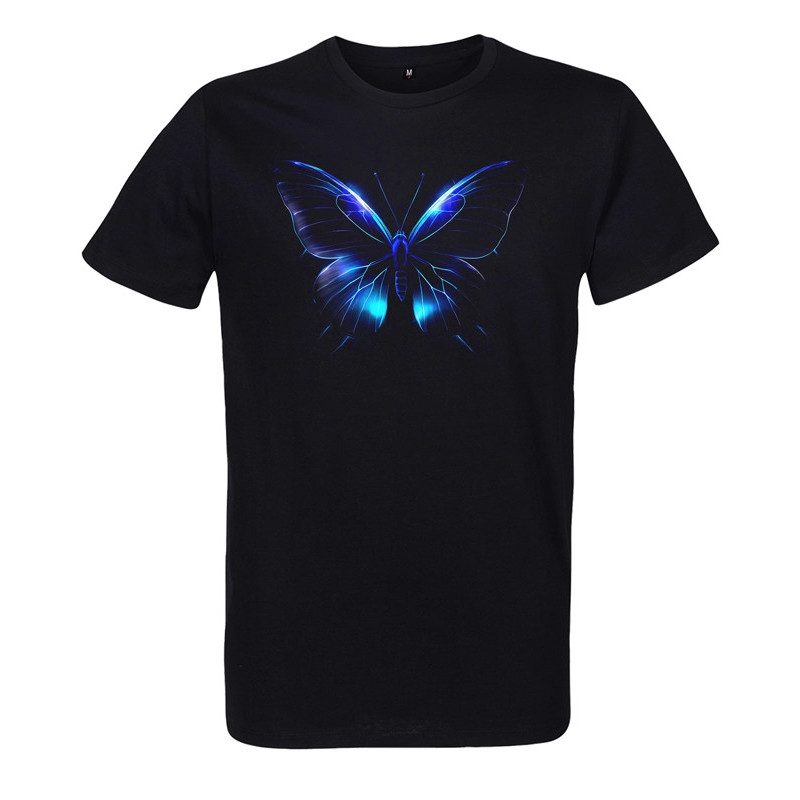 t-shirt homme noir imprimé papillon bleu t-shirt homme noir imprimé papillon bleu