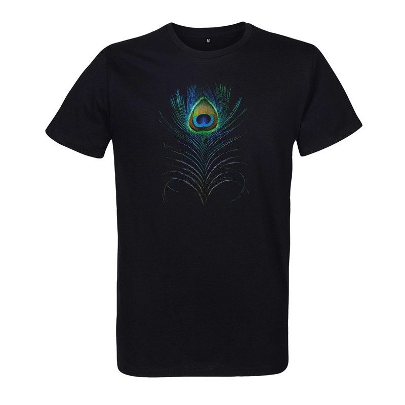 t-shirt homme noir imprimé plume de paon t-shirt homme noir imprimé plume de paon