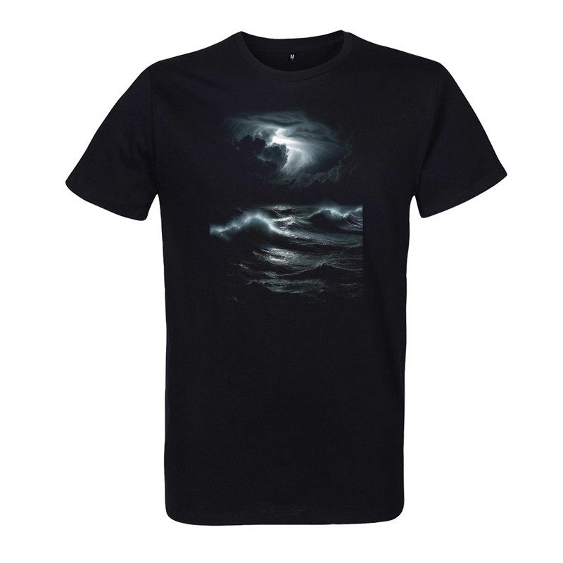 t-shirt noir pour homme imprimé tempête sur l'océan t-shirt noir pour homme imprimé tempête sur l'océan