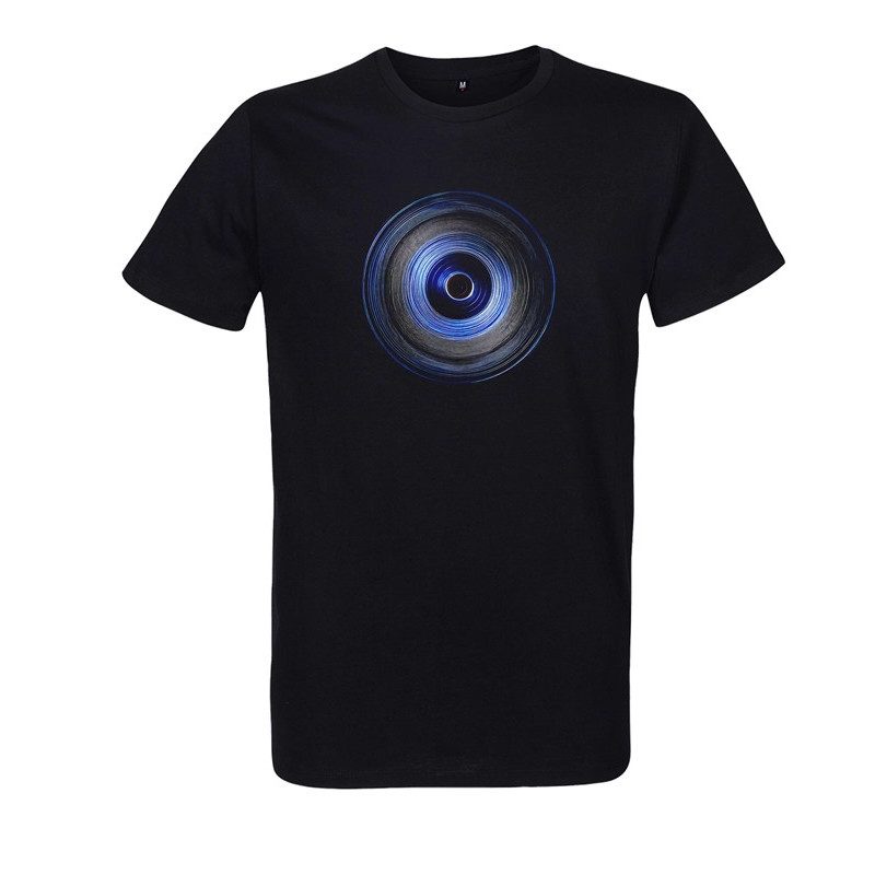 t-shirt noir imprimé disque vinyle bleu pour homme t-shirt noir imprimé disque vinyle bleu pour homme