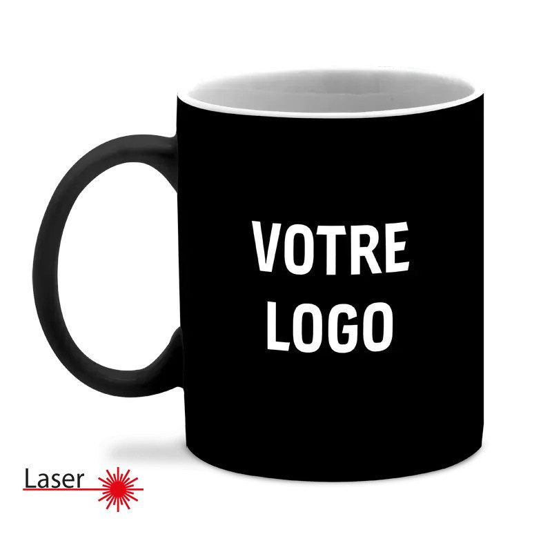Mug noir et blanc personnalisable gravure laser Mug noir et blanc personnalisable gravure laser