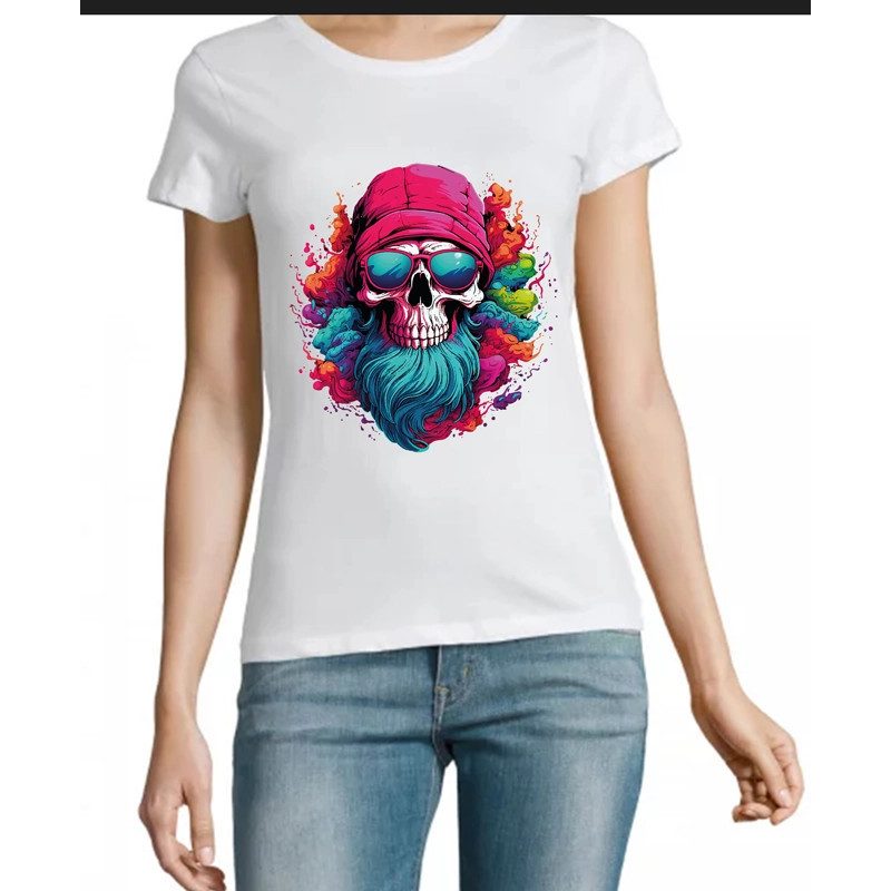 t-shirt femme 100% coton bio couleur blanc crane hipster t-shirt femme 100% coton bio couleur blanc crane hipster