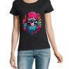 t-shirt femme 100% coton bio couleur noire crane hipster