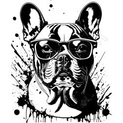 T Shirt Bouledogue français lunette splash - pour femme