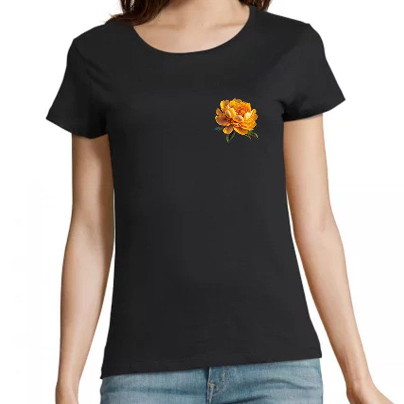 T Shirt Pivoine coeur- pour femme T Shirt Pivoine coeur- pour femme