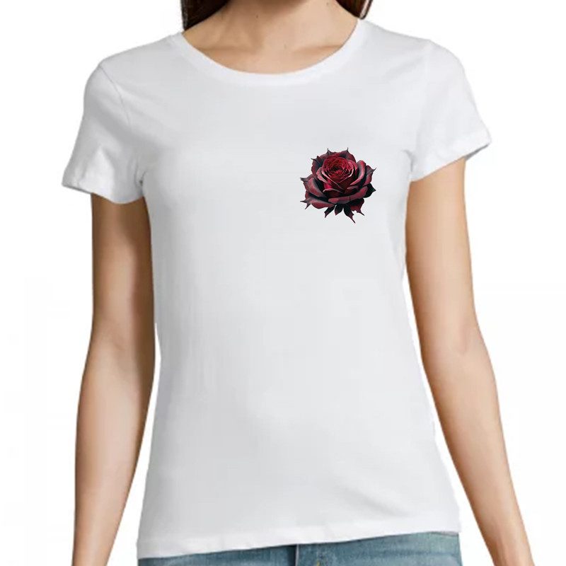T Shirt rose gothique coeur- pour femme T Shirt rose gothique coeur- pour femme