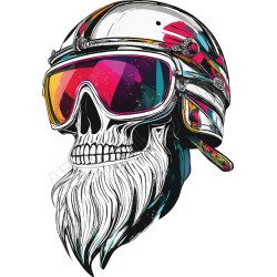 T Shirt Crâne Motard Barbu - pour Homme - Atypics