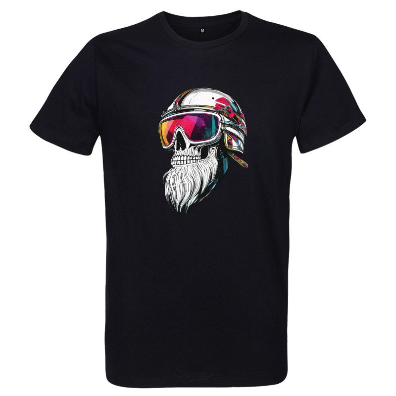 T-shirt noir Crâne Motard Barbu - pour Homme T-shirt noir Crâne Motard Barbu - pour Homme