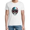T shirt blanc imprimé Skull BIKER - pour Homme