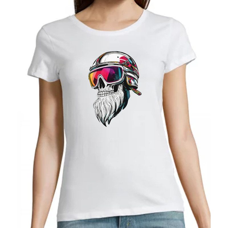 T Shirt Crâne Motard Barbu pour femme T Shirt Crâne Motard Barbu pour femme