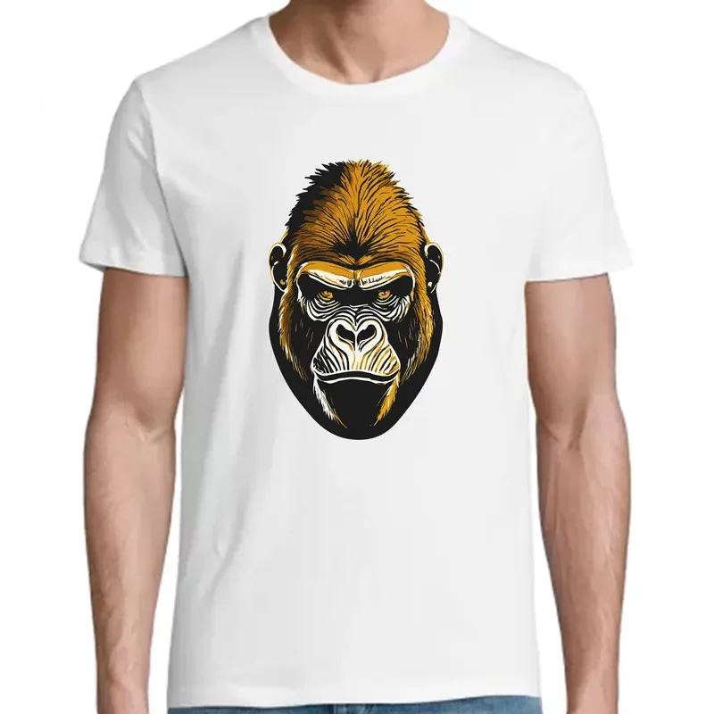 t-shirt homme blanc imprimé gorille t-shirt homme blanc imprimé gorille