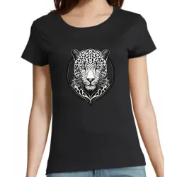 T Shirt léopard- pour femme