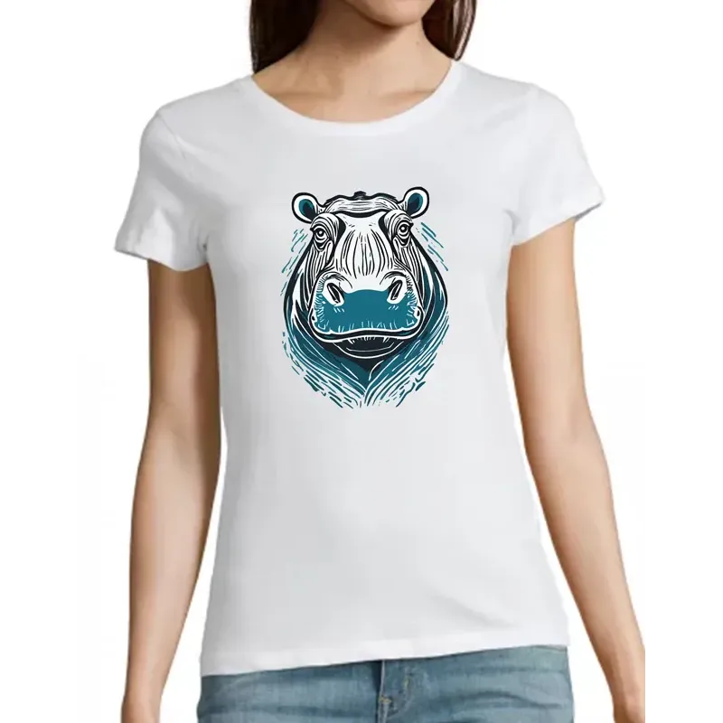 T Shirt hippopotame- pour femme T Shirt hippopotame- pour femme