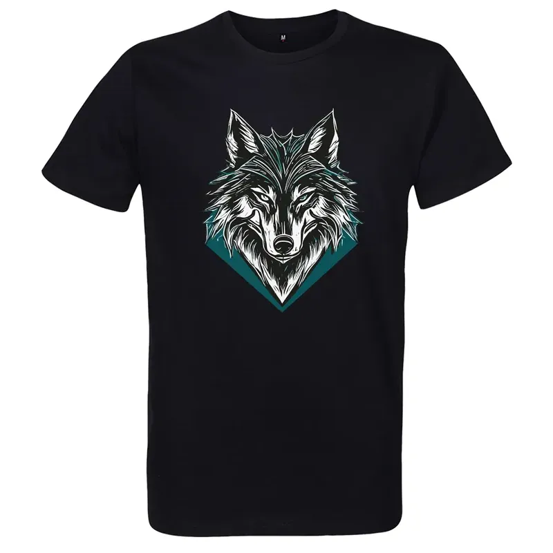 t-shirt noir homme imprimé tête de loup t-shirt noir homme imprimé tête de loup