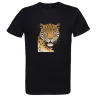 t shirt homme noir imprimé sur la face, une panthère et son regard félin