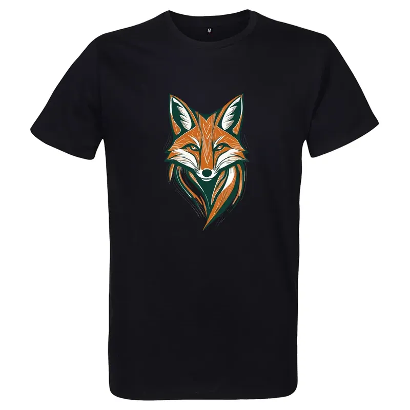 t shirt homme noir imprimé sur la face avec un renard stylisé t shirt homme noir imprimé sur la face avec un renard stylisé