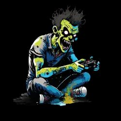 détails t-shirt pour femme 100% coton  imprimé d'un zombie gamer