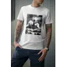 t-shirt homme 100% coton bio imprimé d'un phare dans la tempête - couleur blanc
