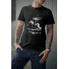 t-shirt homme 100% coton bio imprimé d'un phare dans la tempête - couleur noire
