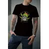 t-shirt noir pour homme don't panic it's organic 100% coton bio imprimé d'un rasta et quelques feuilles de weed