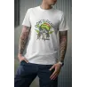 t-shirt pour homme don't panic it's organic 100% coton bio couleur blanc imprimé d'un rasta et quelques feuilles de weed